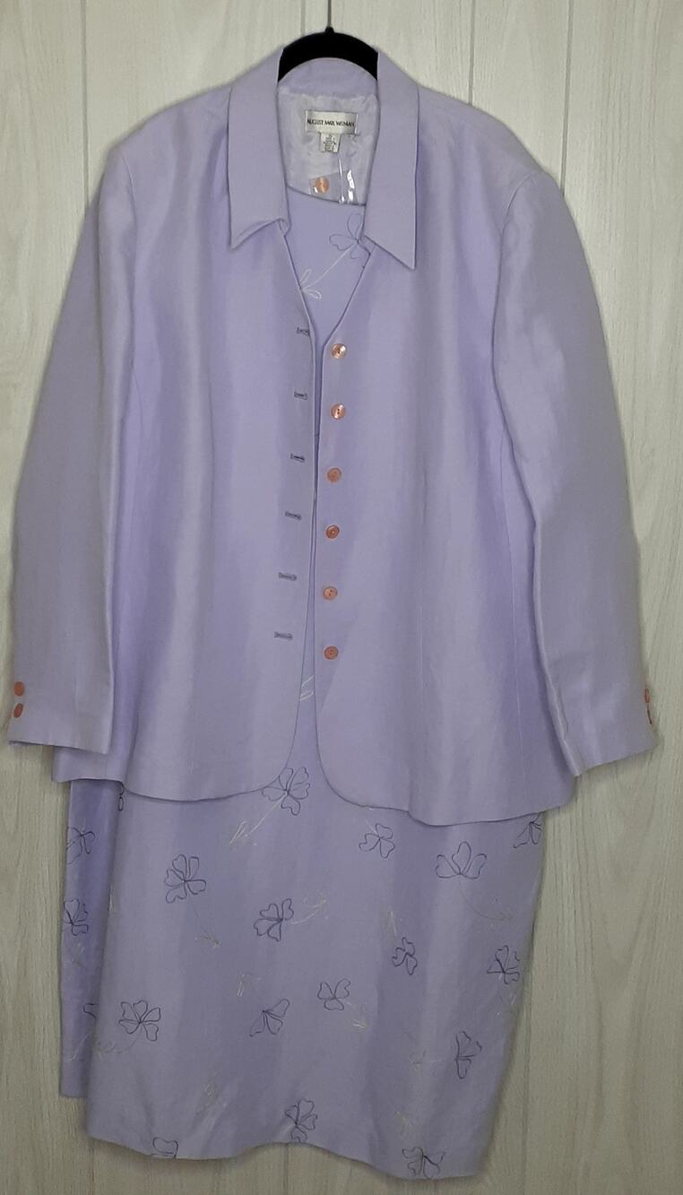 August Max Woman Linen Blend Lilac 2 Piece Dress NWT Size 24W